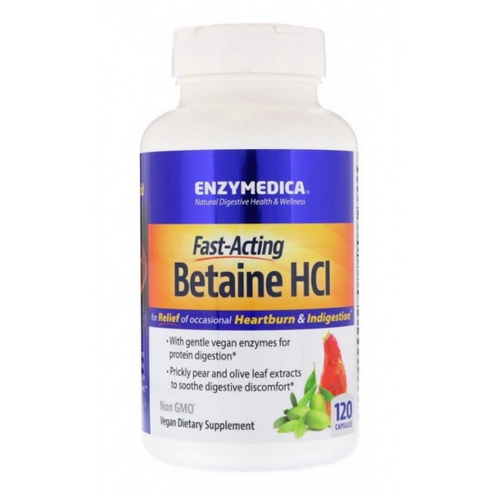 Enzymedica BETAINE HCL 650 mg, 120 kapslí