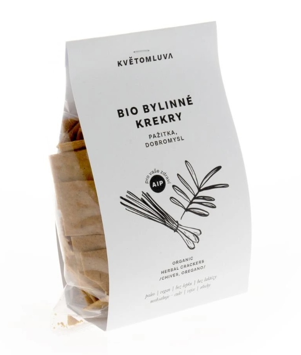 Květomluva BIO Bylinné bezlepkové krekry AIP - Dobromysl, pažitka 100 g
