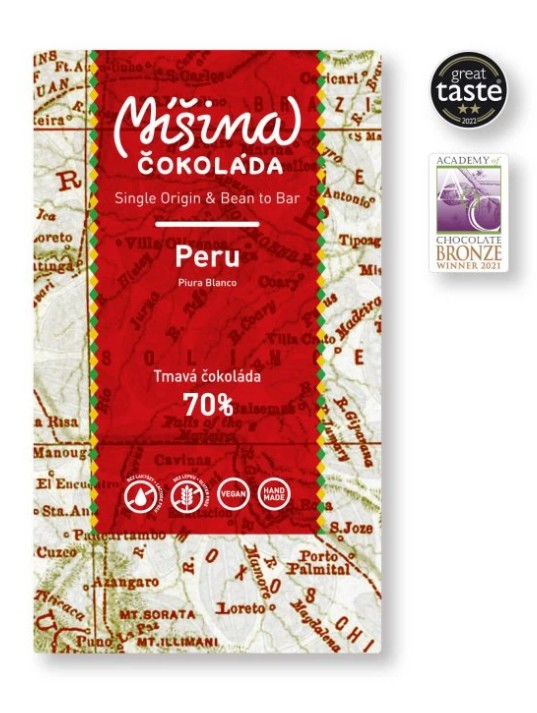 Míšina čokoláda Tmavá čokoláda 70% Peru 50 g