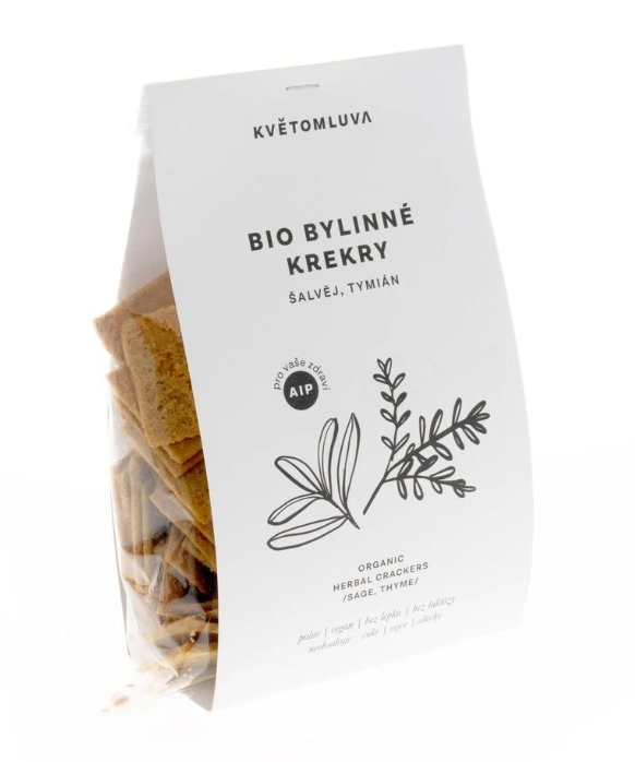 Květomluva BIO Bylinné bezlepkové krekry AIP - Šalvěj, tymián 100 g